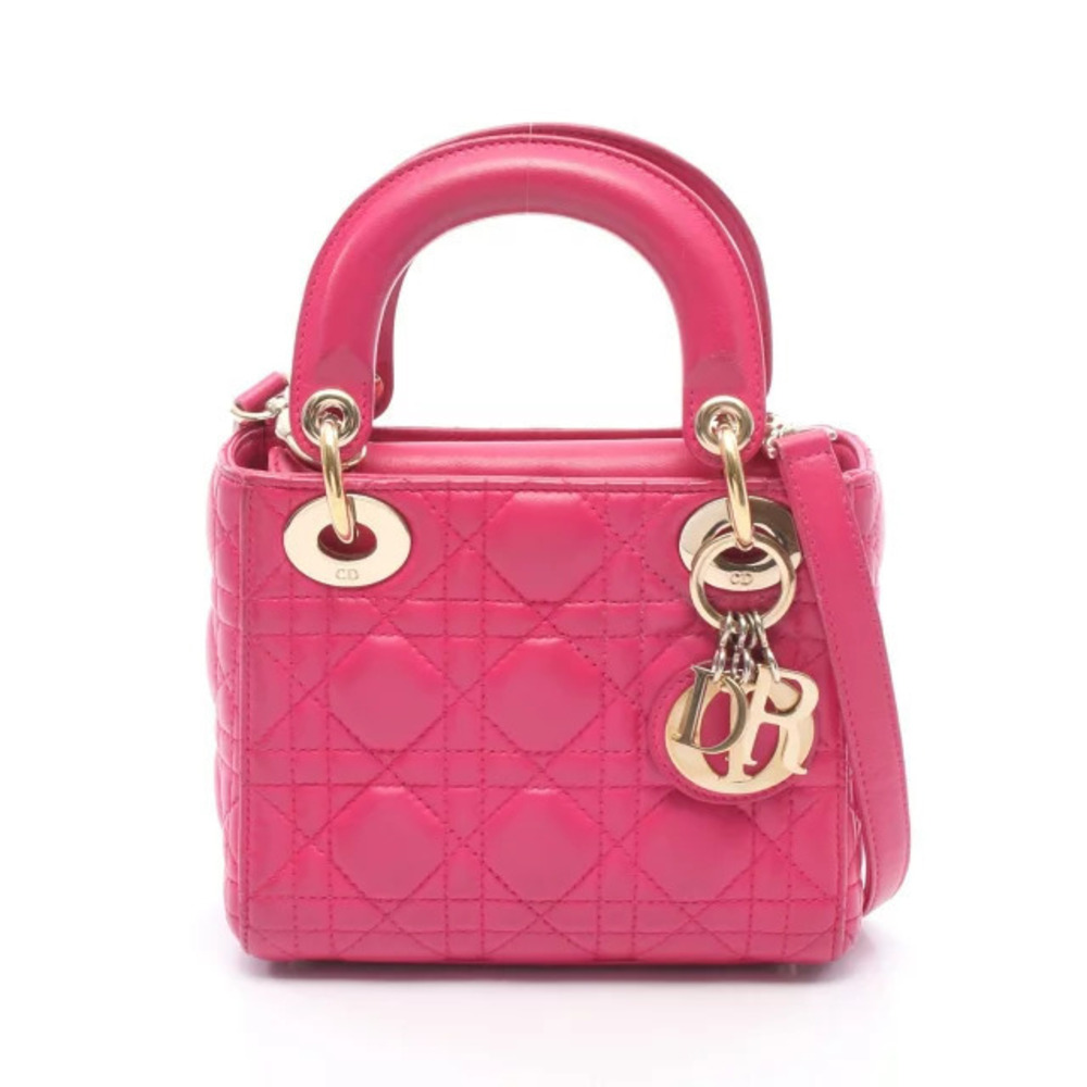 Christian Dior Cannage Lady Dior Bag quilted Leather Pink